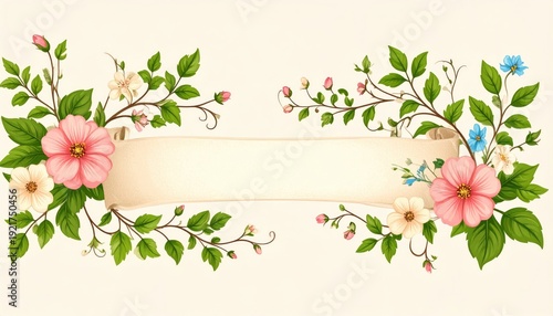 Elegant floral banner featuring colorful flowers and lush leaves stunning banner design featuring beautiful flowers and green foliage
