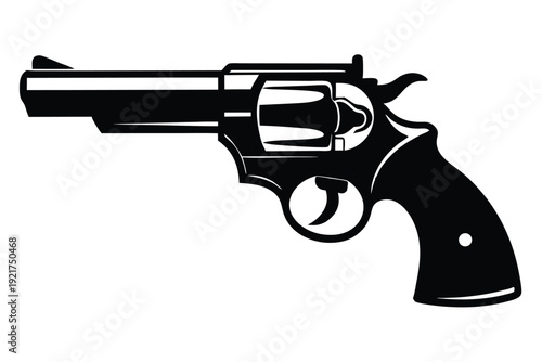 revolver silhouette line art vector illustration