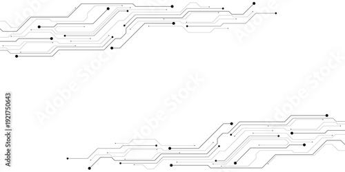 Circuit board electronic or electrical line inside computer with white background, engineering technology vector concept illustration.