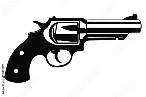 revolver silhouette line art vector illustration