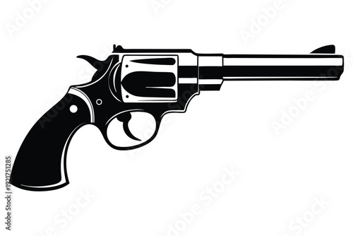 revolver silhouette line art vector illustration