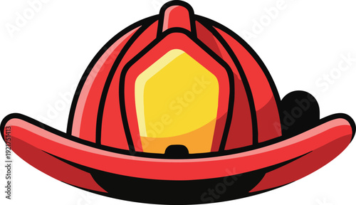 Firefighter Helmet Hat Fire Safety Protection Emergency Rescue Service Equipment Uniform Illustration Design Vector Symbol.