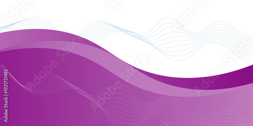 Abstract purple wave background with layered curves and thin flowing lines, elegant and modern design for banners, presentations, and web layouts. vector illustration