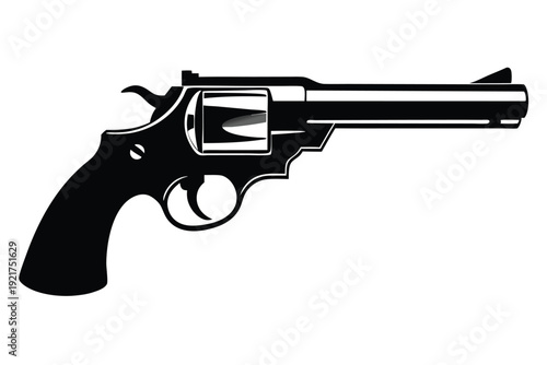 revolver silhouette line art vector illustration