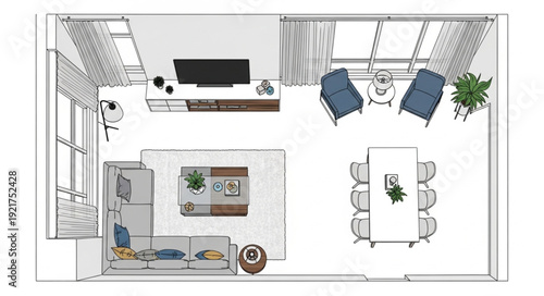 Modern Living Room Floor Plan Design.