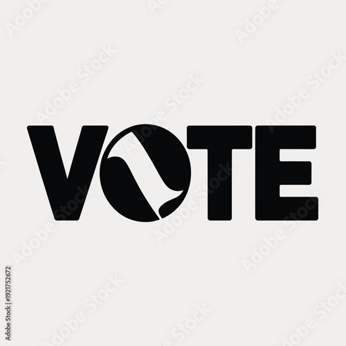 A graphic design featuring the word vote with an integrated ballot box
