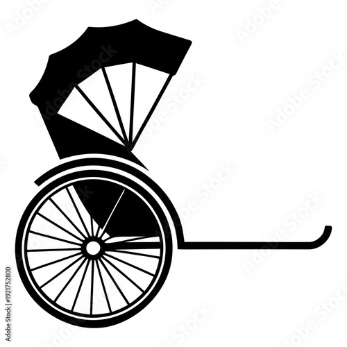 Rickshaw Icon Silhouette Vector Style on White Background