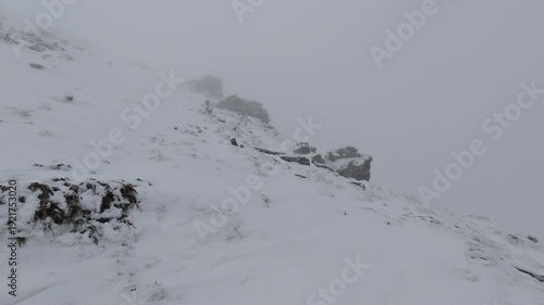 Misty Winter Mountain Slope