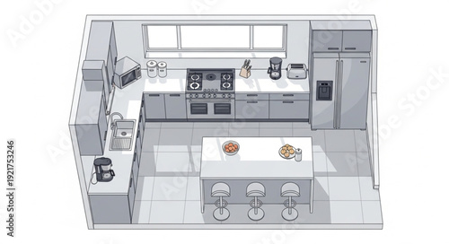 Modern Kitchen Floor Plan Design.