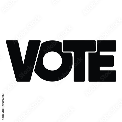 Bold black lettering spells out the word vote on a plain white background