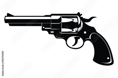 revolver silhouette line art vector illustration