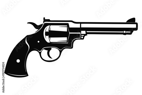 revolver silhouette line art vector illustration