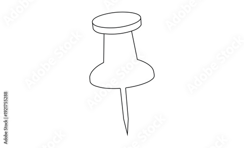 Simple black and white illustration of a push pin with a circular head and pointed tip