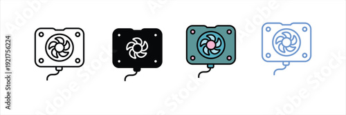 PC Cooling Fan Icon for Hardware Maintenance and System Cooling. Vector Illustration.