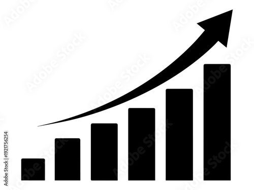 Upward business growth chart with rising arrow showing financial progress success concept
