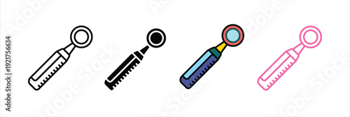 Dental Mouth Mirror Icon for Dentistry, Oral Hygiene, and Medical Checkups. Vector Illustration.