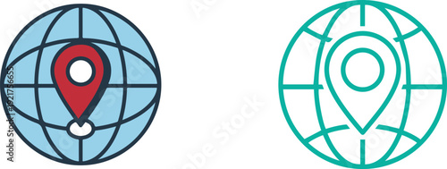 Modern location icons for navigation and mapping systems