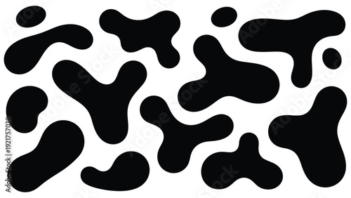 Abstract organic liquid shapes and amoeba blobs pattern on white background for modern design style