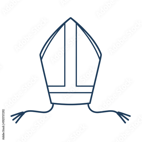 Simple line drawing of a mitre a traditional liturgical head covering