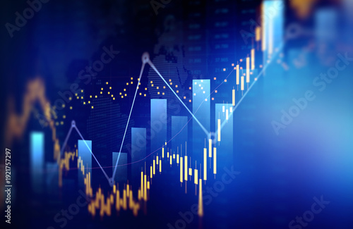 Stock market investment trading graph growth.Investment finance chart,stock market business and exchange financial growth graph.	

