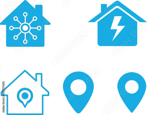 Smart home technology and location icons for modern living