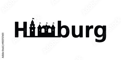 Hamburg typography a city skyline integrated into the wordmark design