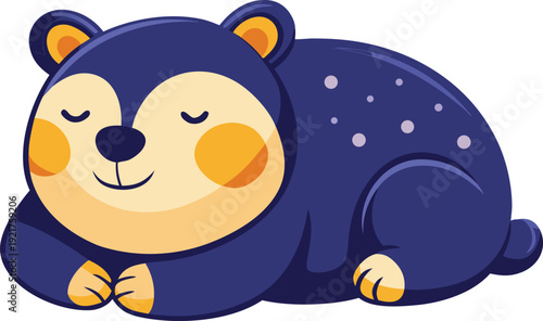 cute dark blue sleeping bear cartoon illustration