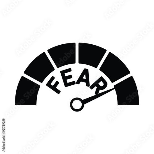A black gauge displays the word fear with a needle pointing towards the middle