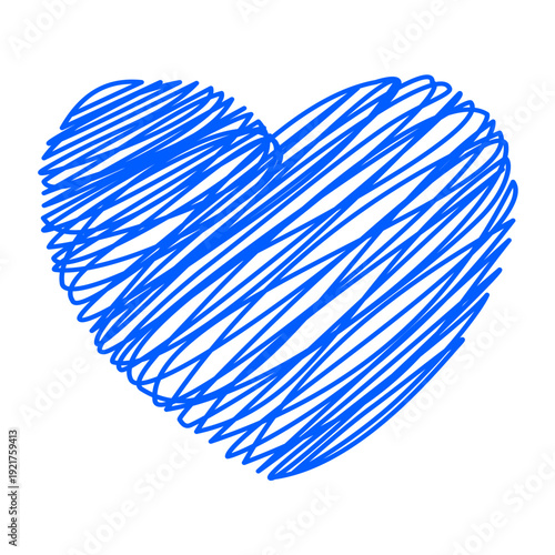 Heart formed by a single line in blue