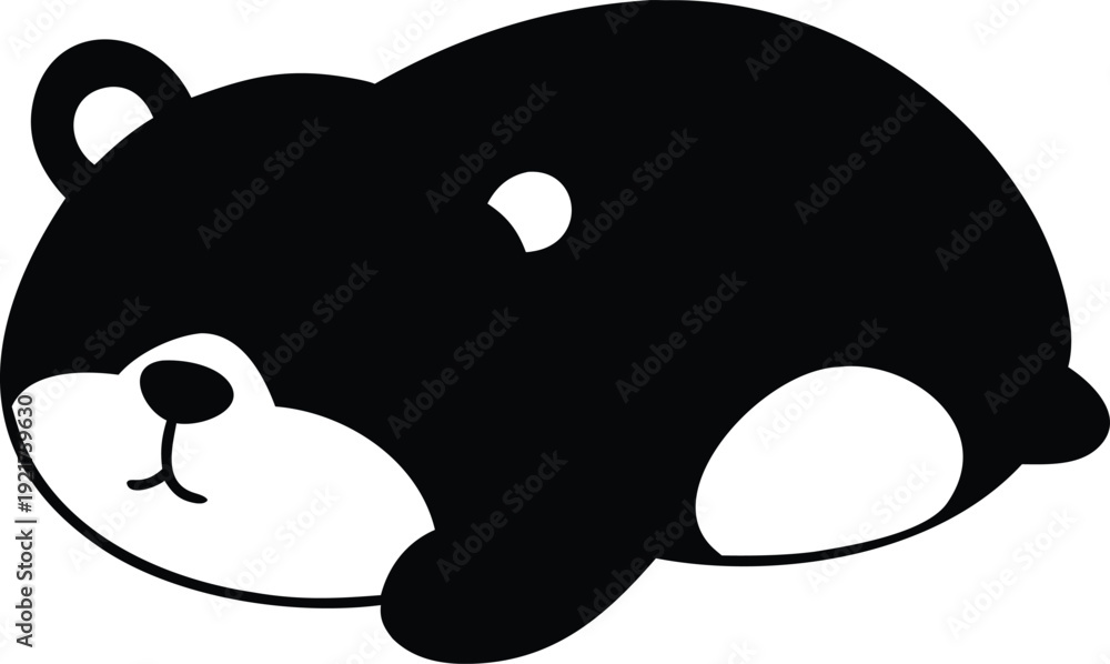Fototapeta premium black sleeping bear cartoon character flat vector art