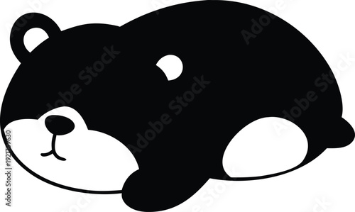 black sleeping bear cartoon character flat vector art