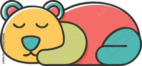 Adobe Illustratcute sleeping bear cartoon with pillow flat illustrationor Artwork