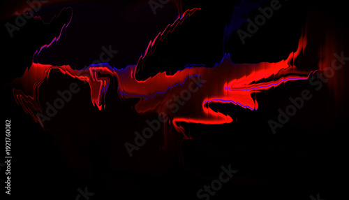 Canvastavla Premium high-quality red neon pulse wave featuring a unique distorted glass texture
