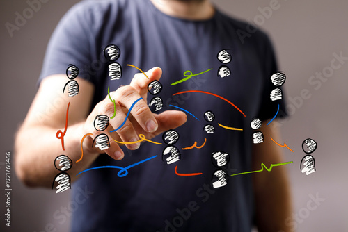 Hand pointing at connected ...