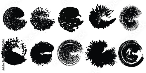 Abstract circular patterns with black and white ink blots