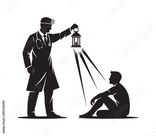 Doctor Examining Patient with Medical Lamp.