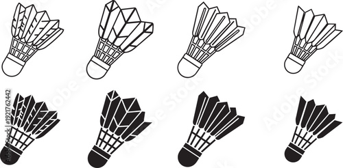 Shuttlecock Illustration Icon Set Badminton Sport Vector Collection.