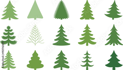 Various Green and Light Green Tree Arranged in a Grid Pattern trees