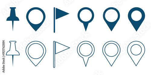 Set of location pin icons. location pin place marker. Location icon. Map marker pointer icon set. Modern map markers. Pin icon vector isolated on white background. Pinpoint location icon set with mark