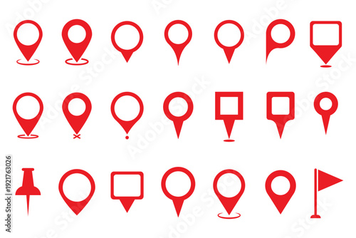 Location map pin icons set. Modern map marker collection. Pinpoint. Location pin icon. Map pin place marker. Map marker pointer icon. GPS location symbol. Flat style vector. Location pin map marker. 