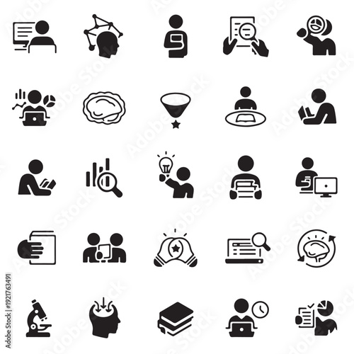 Educational and Research Icon Set – Silhouettes