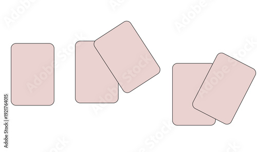 Mockup realistic white card set, discount gift card paper placeholder template mockup with shadows effect, mockup visit card or playing cards top view