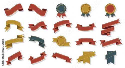Collection of Award Ribbons and Banners for Recognition and Celebration.