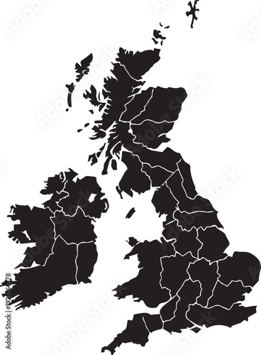 United Kingdom Map Vector UK Country Outline Illustration.