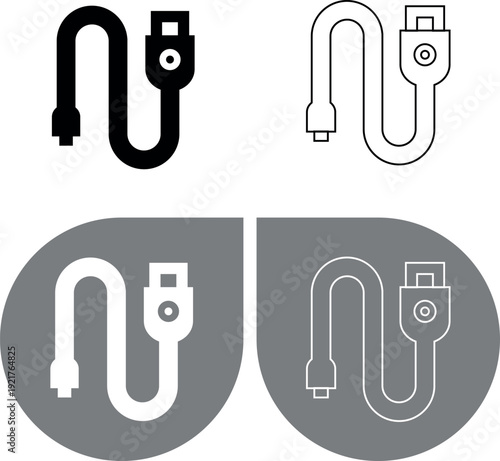 USB Cable Icon, Type A to Type C USB Cable, Data Cable