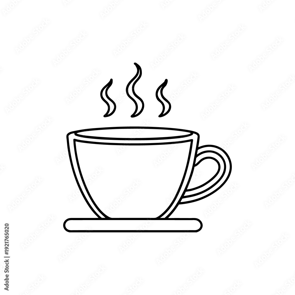 Obraz premium Steaming hot beverage in a simple cup and saucer, perfect for relaxation or a refreshing break