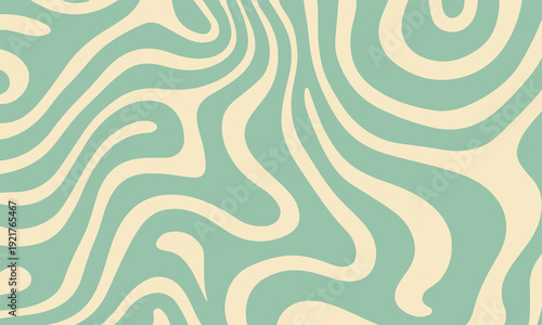 Retro 70s abstract pattern featuring smooth turquoise and beige curves, blending nostalgic charm with modern minimal appeal for creative graphic and interior projects.