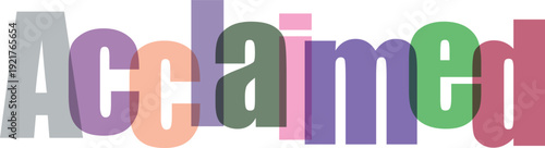 Colorful and stylized text spelling out 'acclaimed' in a vibrant rainbow gradient design