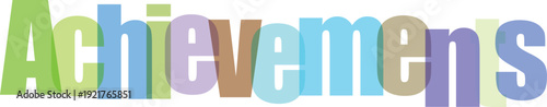 Colorful text displaying the word achievements in a vibrant, playful font