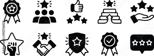 achievement quality teamwork customer icons set vector illustration design collection 